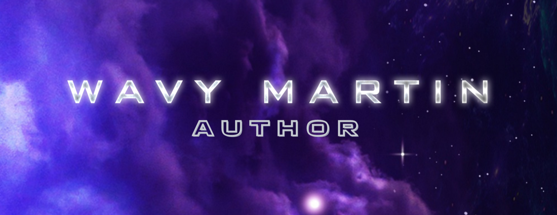 Space-themed background with 'Wavy Martin Author' text